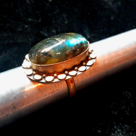 113 NWT Labradorite gemstone crystal 925 silver ring size 9 free shipping sale - Picture 3 of 8